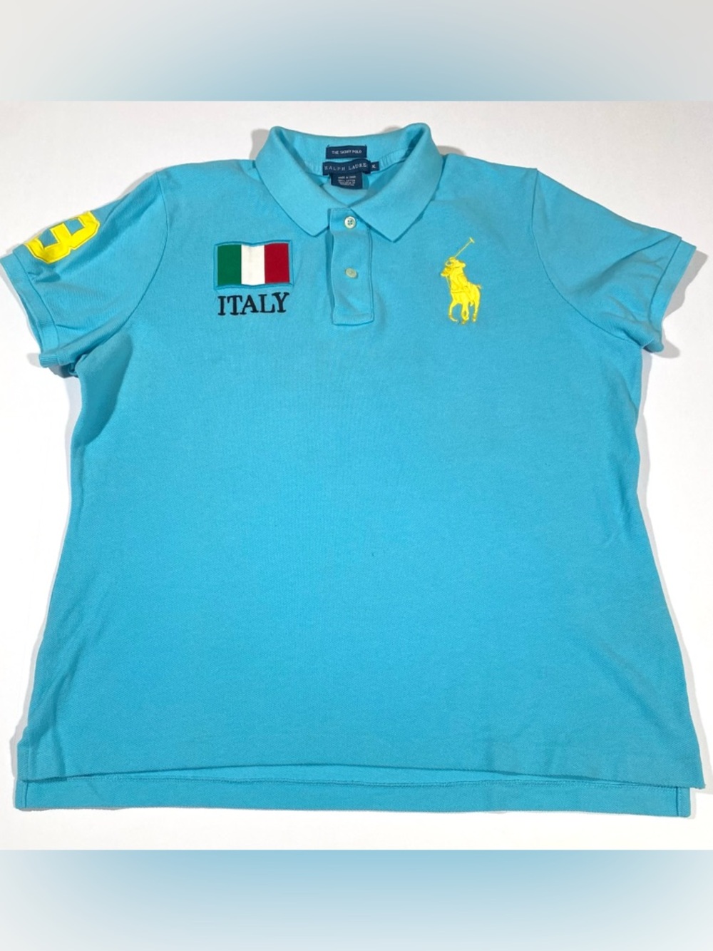Ralph Lauren Blue Skinny Fit Polo Italy #3 Woman Size XL  Big Pony Logo
